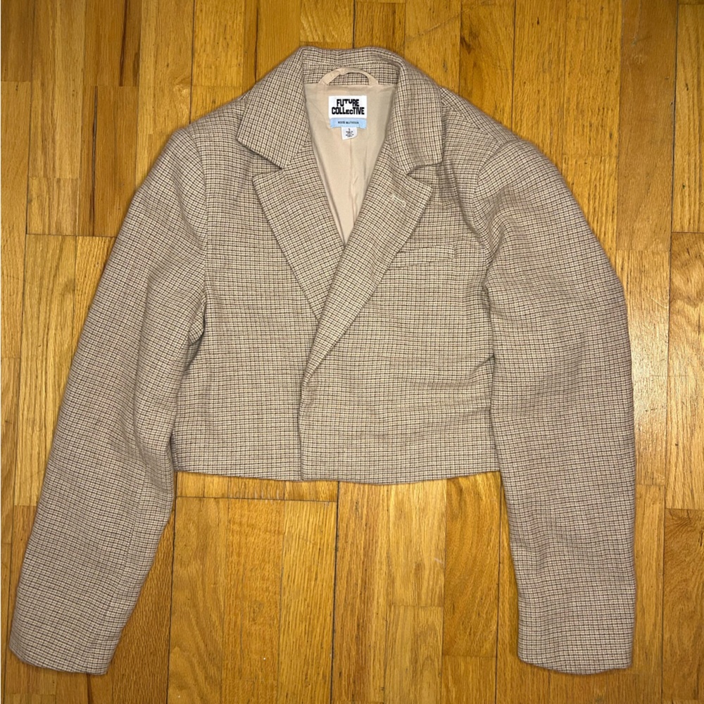 Plaid Cropped Blazer Future Collective Reese Blustein